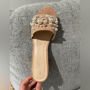 Light pink block heel